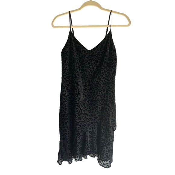 Banana Republic Dresses & Skirts - Banana Republic Womens Sz 2 Babydoll Mini Dress Black Leopard Velvet Ruf…